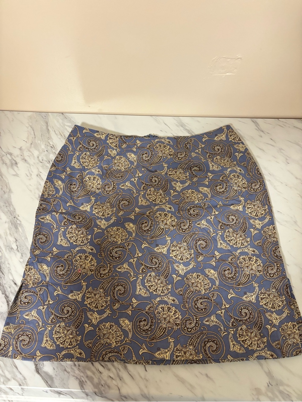Vintage Venezia Lane Bryant Paisley Print Stretch Skirt Dusty Blue - 14
